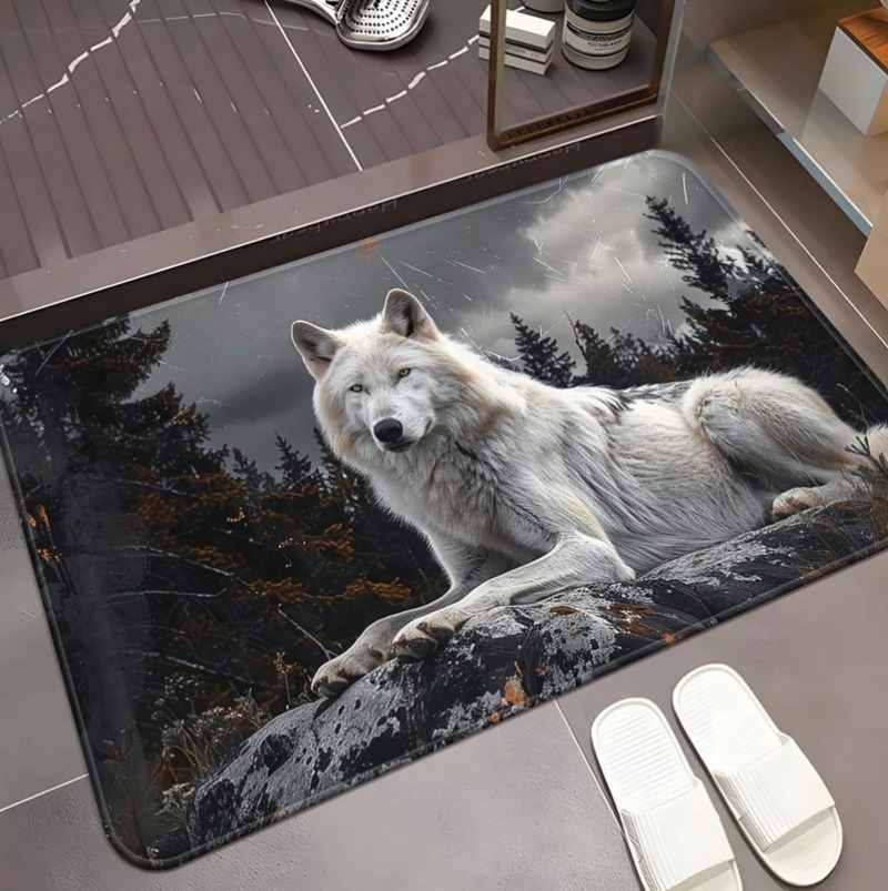 Puzzle Blank White - Cool White Wolf Doormat Wildlife Animal