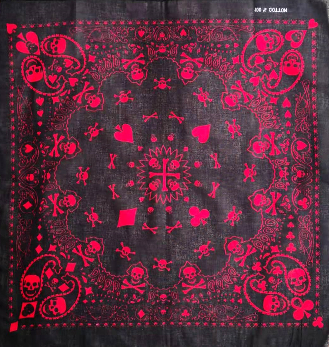 55cm White Black Red Skull Pok - огляд і ціна Bandana Blank White
